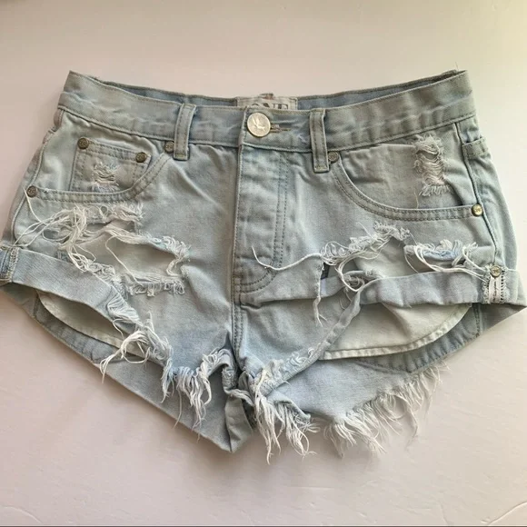 One Teaspoon Bandits Denim Shorts Sz 25 - Picture 2 of 15